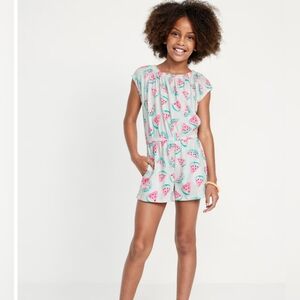 NWT Old Navy Short-Sleeve Watermelon Themed Cinched-Waist Romper Size 8 (M)